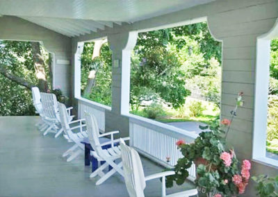 Front Porch of Grand Seaside Cottage Rental in York Harbor Maine