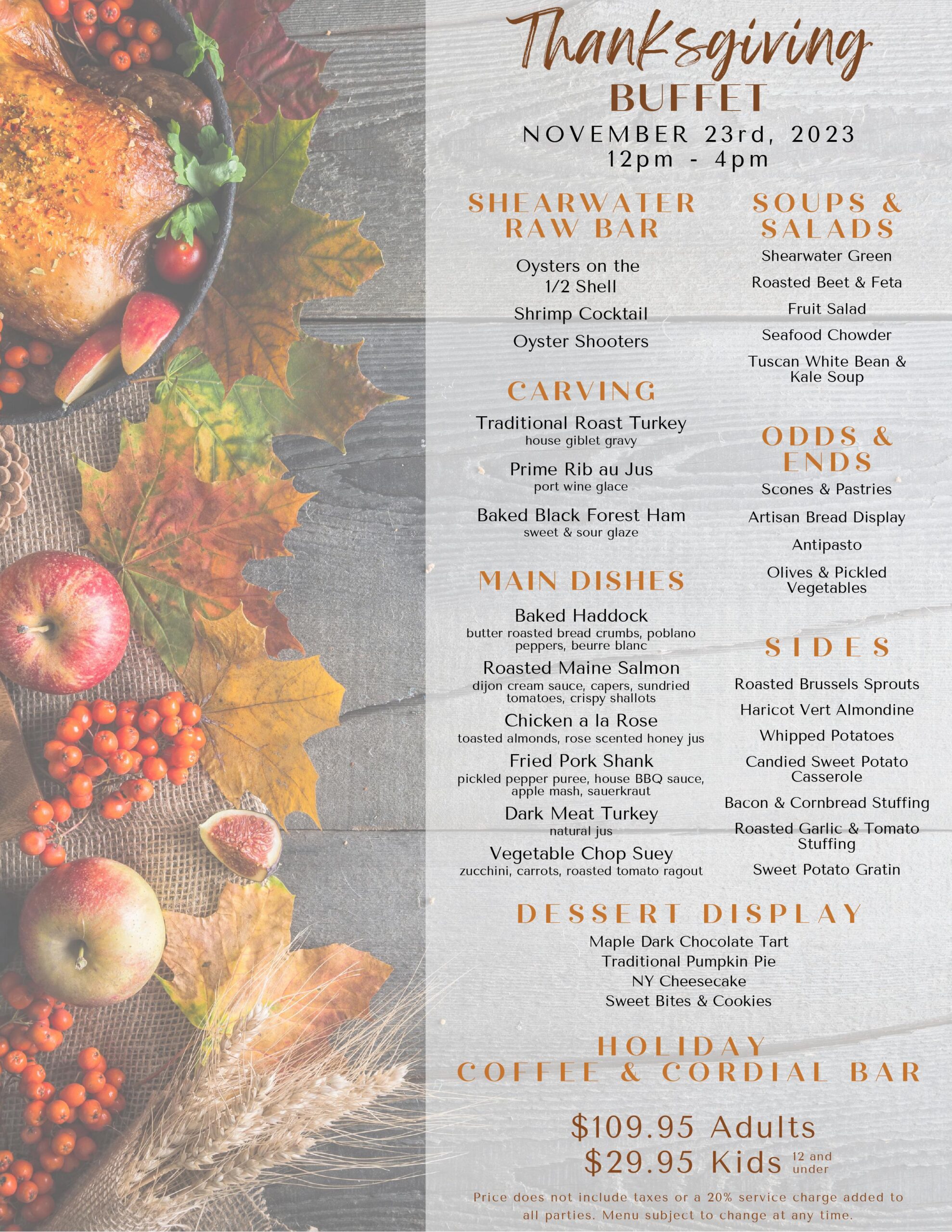 Thanksgiving Day Dinner Menu 2023