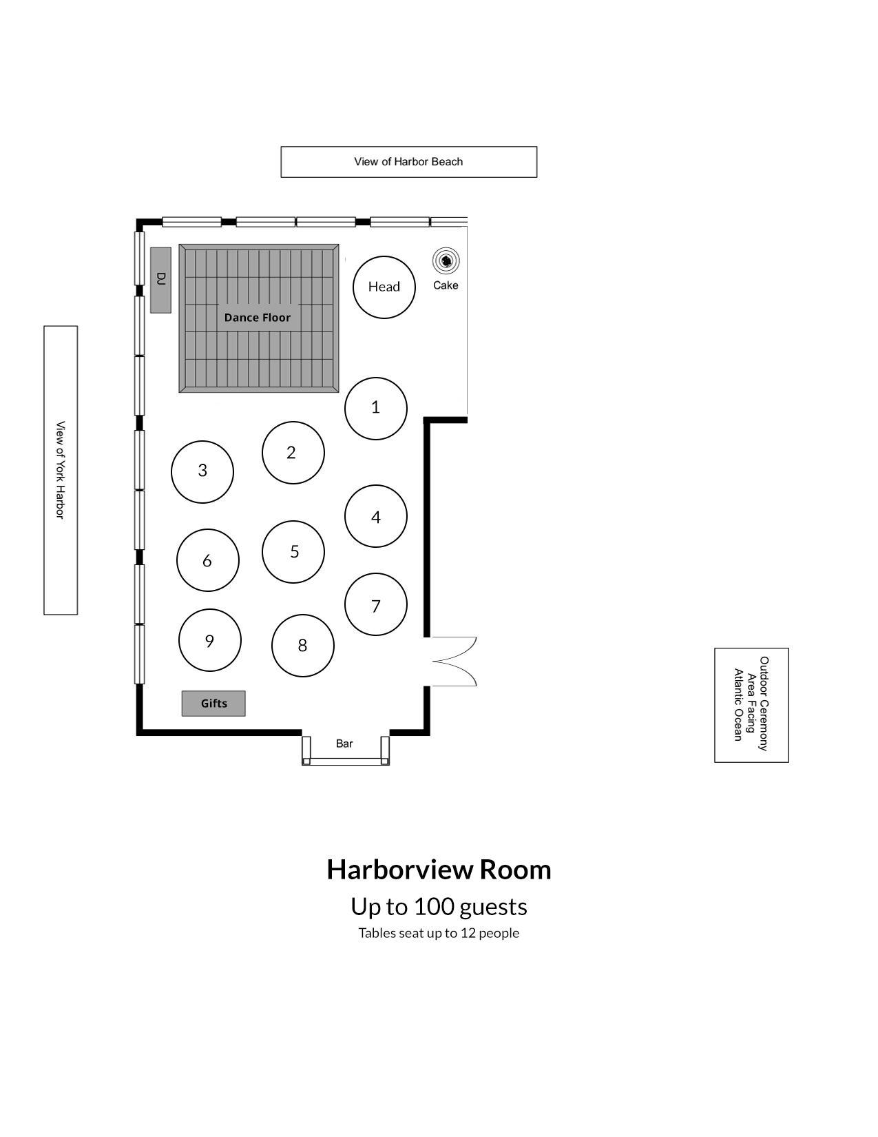 Harborview Room Wedding Floorplan
