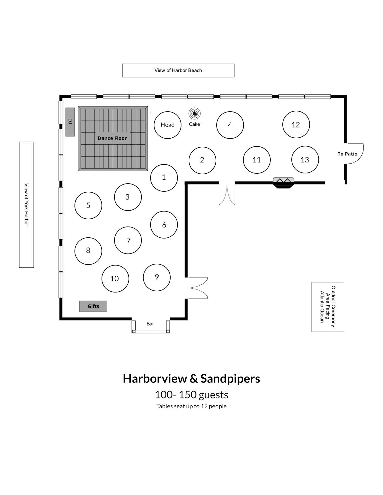 Harborview & Sandpipers Wedding Floorplans 