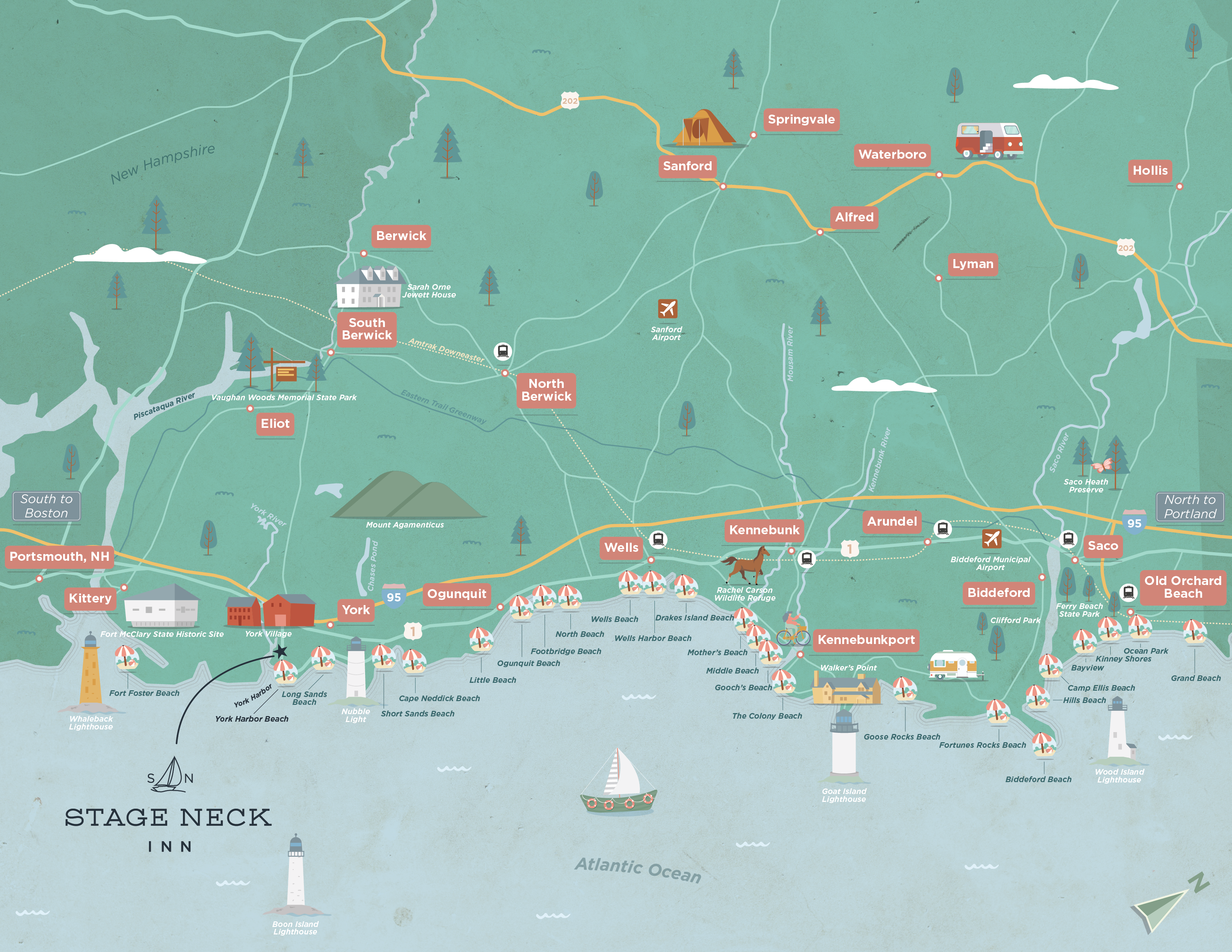 Southern Maine Beaches Map from Stage Neck Inn